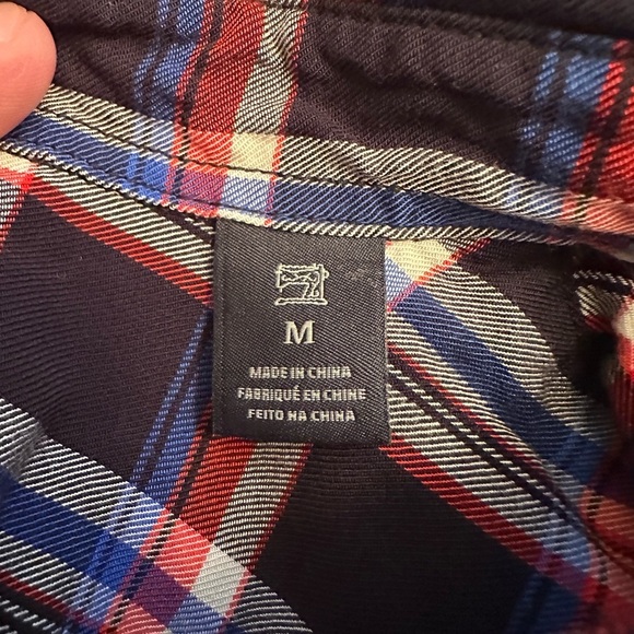 SCOTCH & SODA Regular Shirt Men's Medium Plaid Check Blue Red Black 100% Viscose - Picture 4 of 8